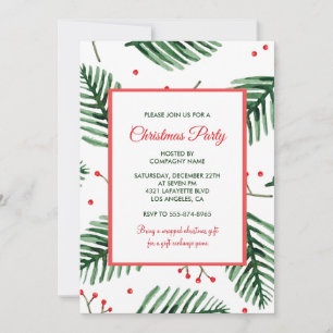 Invitation Fête de Noël de l'entreprise Élégant À feuillage p