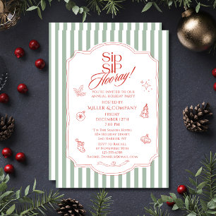 Invitation Fête de Noël de l'entreprise en vert sauge