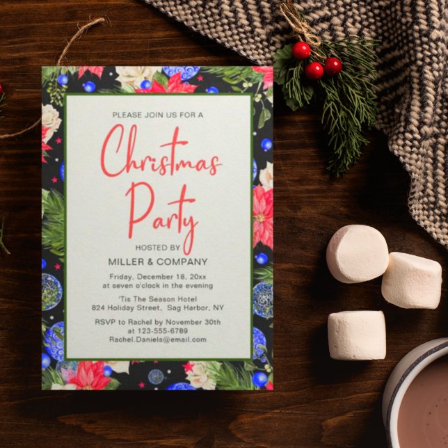 Invitation Fête de Noël de l'entreprise Floral (Créateur téléchargé)
