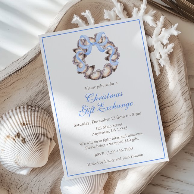 Invitation Fête de Noël de l'huître creuse côtière de Preppal (Créateur téléchargé)