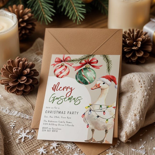 Invitation Fête de Noël de l'oie fantaisiste (Créateur téléchargé)