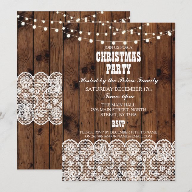 Invitation Fête de Noël de l'Ouest du pays rustique (Devant / Derrière)