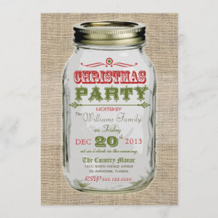Invitation Fête de Noël de Mason Jar Rustic