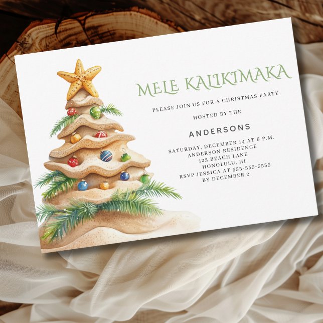 Invitation Fête de Noël de Mele Kalikimaka Tropical Beach (Créateur téléchargé)