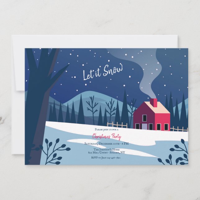 Invitation Fête de Noël de neige (Devant)