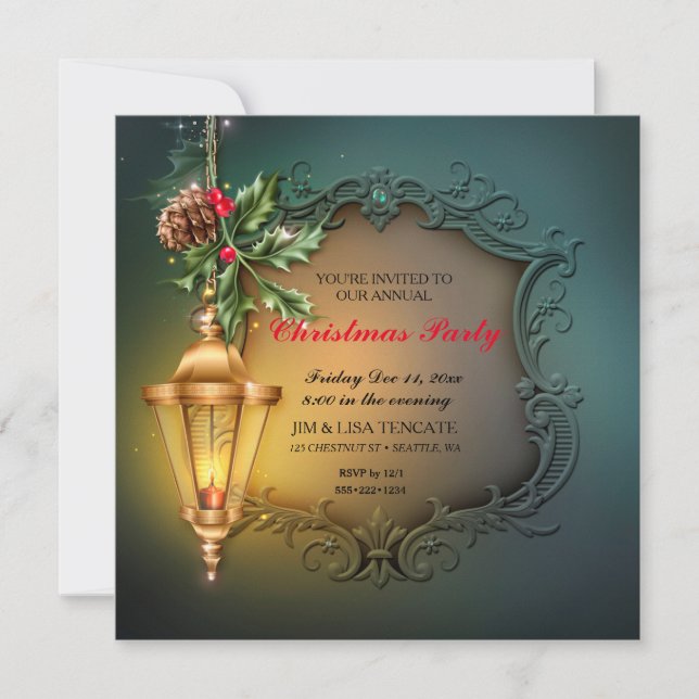 Invitation Fête de Noël de Noël de la Lanterne blanche (Devant)