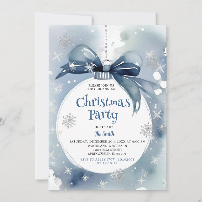 Invitation Fête de Noël de Noël Dusty Blue (Devant)