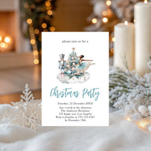Invitation Fête de Noël de Nutcracker Ballet - Fête Bleue