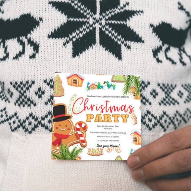 Invitation Fête de Noël de pain d'épices (Créateur téléchargé)
