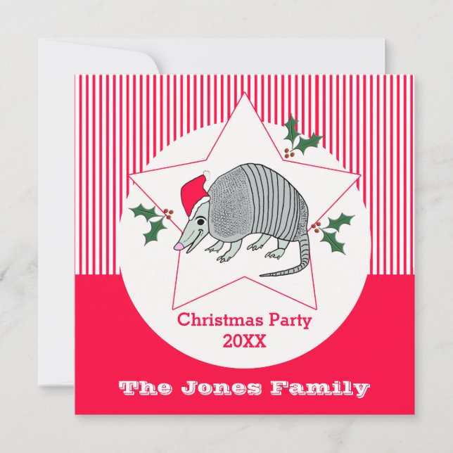 Invitation Fête de Noël de Père Noël de tatou (Devant)