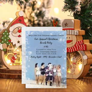 Invitation Fête de Noël de Père Noël sur la plage amusante