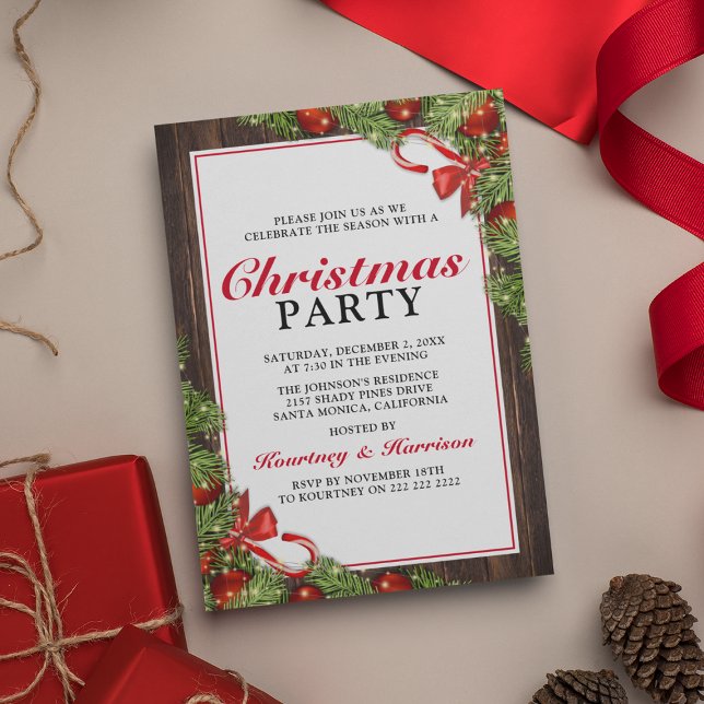 Invitation Fête de Noël de Pin Russe (Créateur téléchargé)