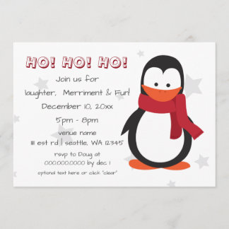 Invitation fête de noël de pingouin d'hiver