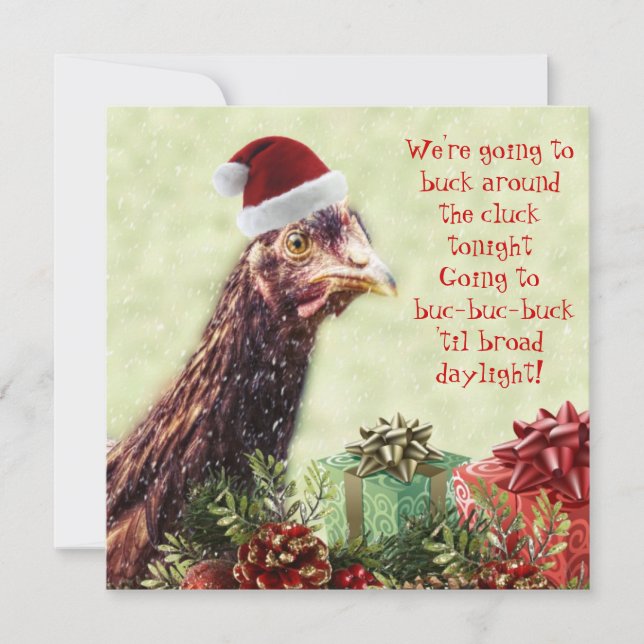 Invitation Fête de Noël de poulet de Père Noël de ferme (Devant)