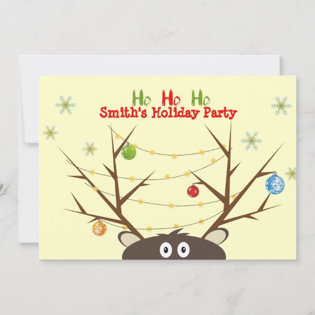 Invitation Fête de Noël de renne de famille (Devant)