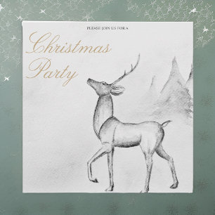 Invitation Fête de Noël de renne en noir et blanc
