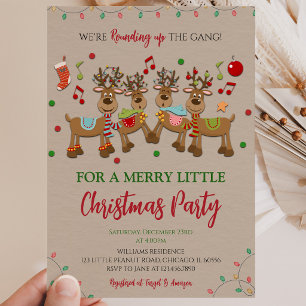 Invitation Fête de Noël de rennes rustique