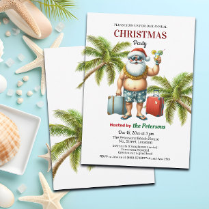 Invitation Fête de Noël de Santa sur une île tropicale