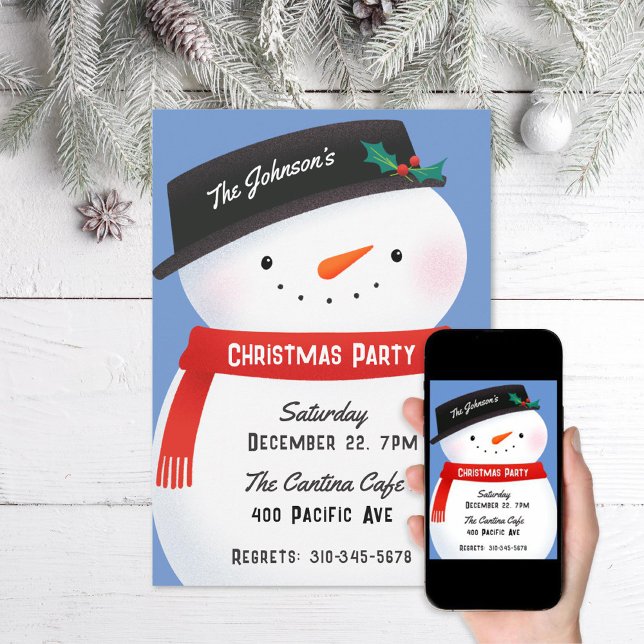 Invitation Fête de Noël de Snowman (Créateur téléchargé)