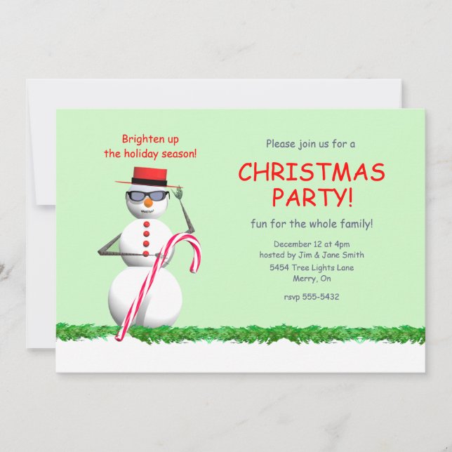 Invitation Fête de Noël de Snowman (Devant)