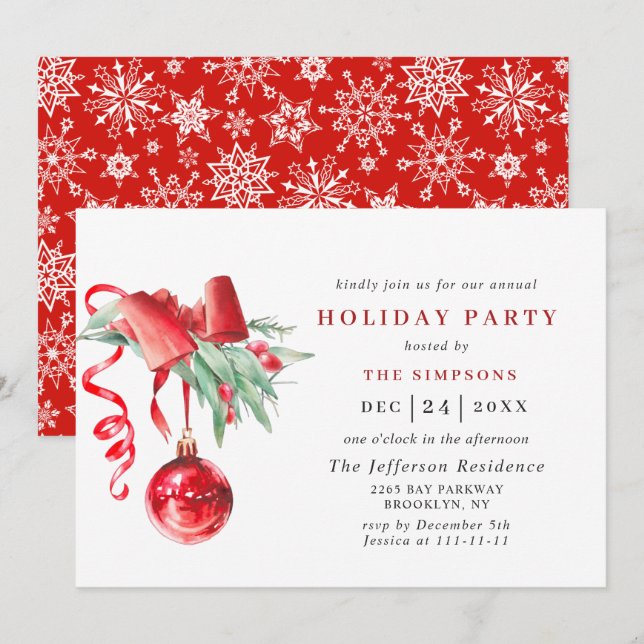 Invitation Fête de Noël de Watercolor (Devant / Derrière)