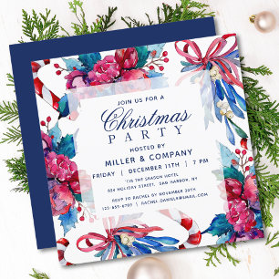 Invitation Fête de Noël d'entreprise Candy Cane à l'aquarelle