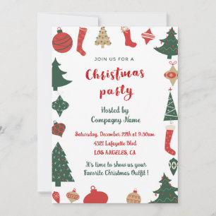 Invitation Fête de Noël d'entreprise Chaussettes Arbres Migno