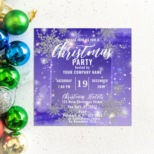 Invitation Fête de Noël d'entreprise d'hiver pourpre (Créateur téléchargé)
