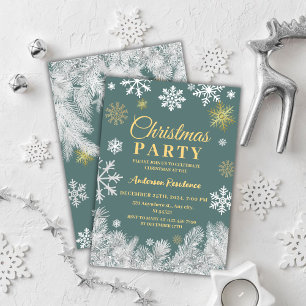 Invitation Fête de Noël d'entreprise élégante de Pine de neig