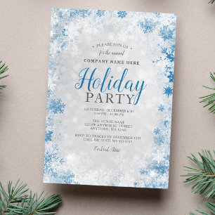 Invitation Fête de Noël d'entreprise Flocon de neige Bleu arg