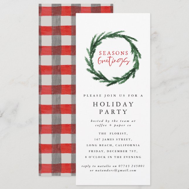 Invitation Fête de Noël d'entreprise Joyeuses Fêtes (Devant / Derrière)