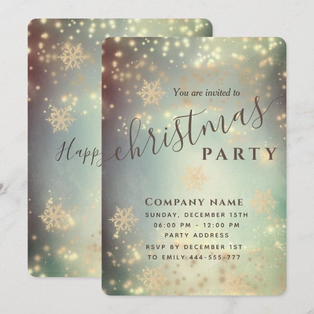 Invitation Fête de Noël d'entreprise luxueuse (Devant / Derrière)