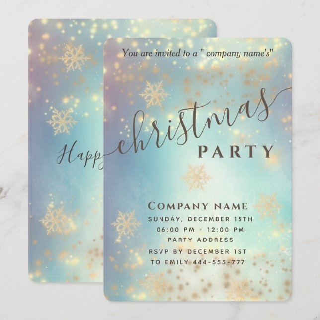 Invitation Fête de Noël d'entreprise luxueuse (Devant / Derrière)