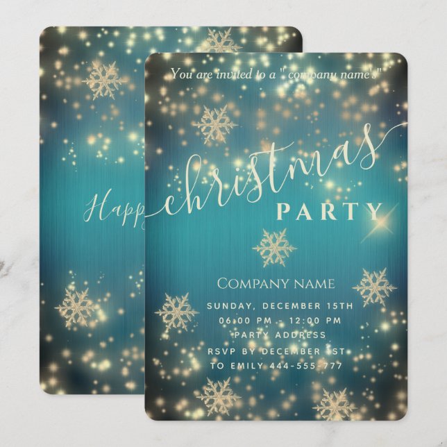 Invitation Fête de Noël d'entreprise luxueuse (Devant / Derrière)