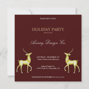 Invitation Fête de Noël d'entreprise minimaliste avec renne