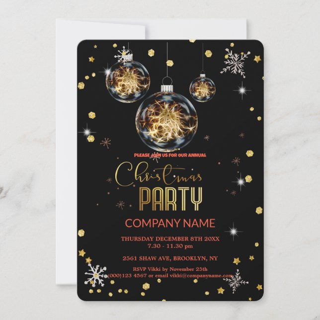 Invitation Fête de Noël d'entreprise moderne chic (Devant)