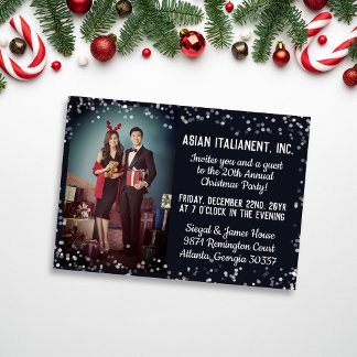 Invitation Fête de Noël d'entreprise Navy Silver Light Photo