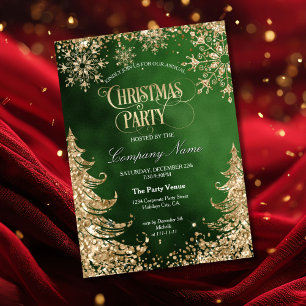 Invitation Fête de Noël d'entreprise Paillettes Or Élégantes