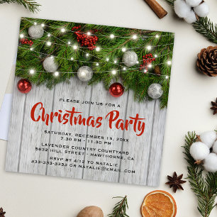 Invitation Fête de Noël d'entreprise rustique en hiver