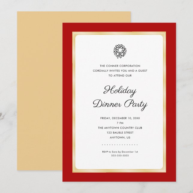 Invitation Fête de Noël d'entreprise Simple Classique (Devant / Derrière)