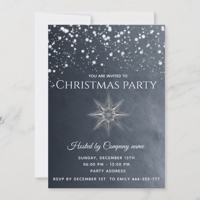 Invitation Fête de Noël d'entreprise simple de snowflacon (Devant)