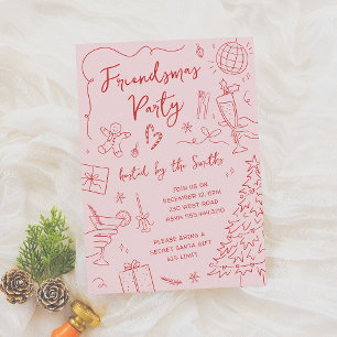 Invitation Fête de Noël des amis Whimsical Dooda