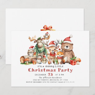 Invitation Fête de Noël des animaux de forêt