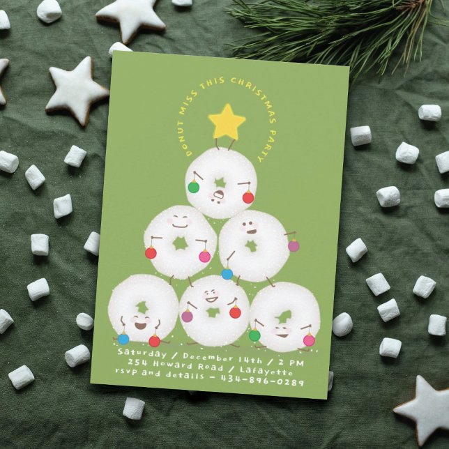 Invitation Fête de Noël des beignets de sucre en poudre (Créateur téléchargé)