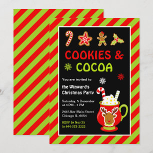 Invitation Fête de Noël des biscuits et cacao chaud