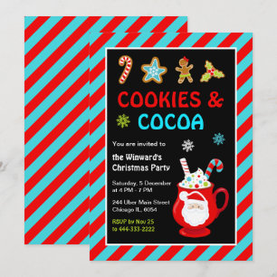 Invitation Fête de Noël des biscuits et cacao chaud