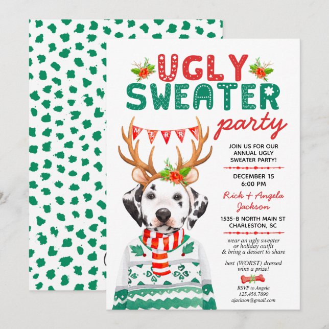 Invitation Fête de Noël des Chiens de Dalmatie (Devant / Derrière)