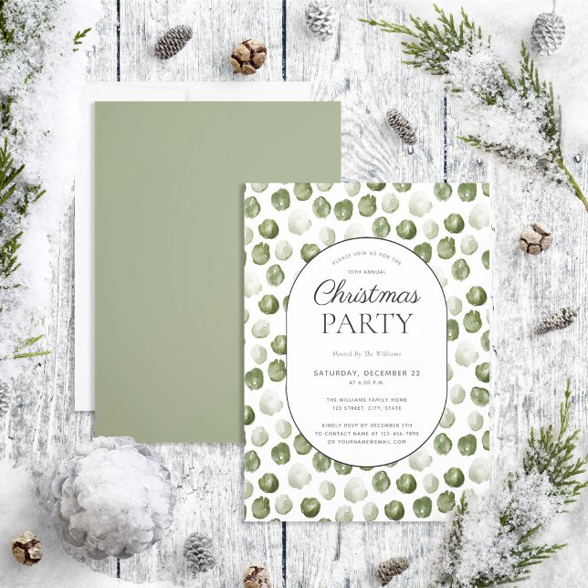 Invitation Fête de Noël des Dots verts modernes (Créateur téléchargé)