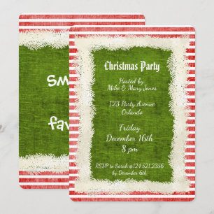 Invitation Fête de Noël des elfes Thème Rouge/Vert