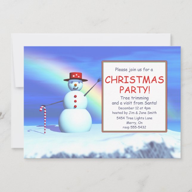 Invitation Fête de Noël des enfants Snowman (Devant)